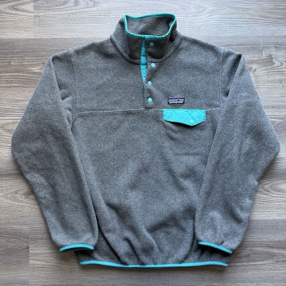 Patagonia Synchilla Snap T Fleece Pullover Sweater Grey Blue Women's Medium